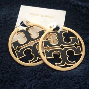 Tory Burch hoop earrings logo earrings
